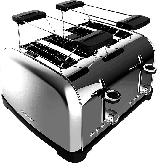 Tostadora - Cecotec Toastin' time 1500 Double Inox, 1700 W, 4 ranuras, tostadas, 7 niveles, Calienta panecillos, Plata