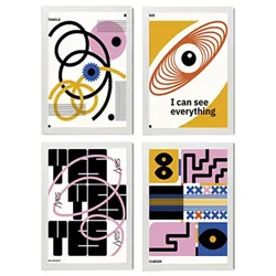 POSTER Set mit 4 abstrakten KubismusAkzeptanz Ästhetische A3 Weißer Rahmen
