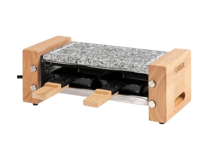 FURBER Raclette Raclette-Grill 2P Holz/Stein , grau, Raclettes, Raclette