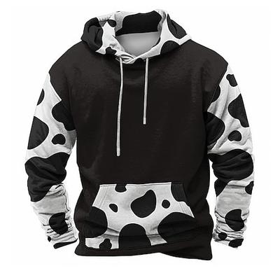 Herren Milchkühe Kapuzenshirts Pullover Mode Cool Täglich Langarm Rundhalsausschnitt Party Ferien Schwarz Kordelzug Herbst Winter Designer S M L XL XXL XXXL