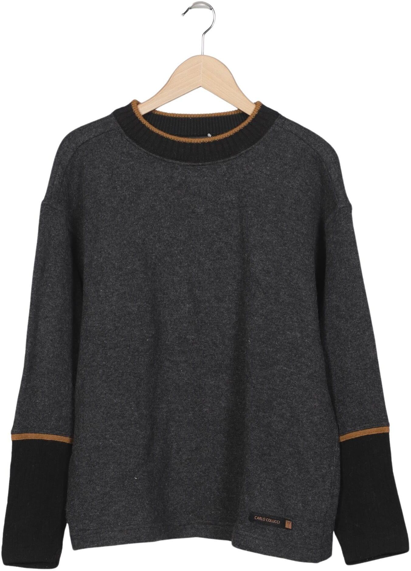Carlo Colucci Herren Pullover, Grau, Gr. L, Wolle / Baumwolle / Synthetik - Second Hand