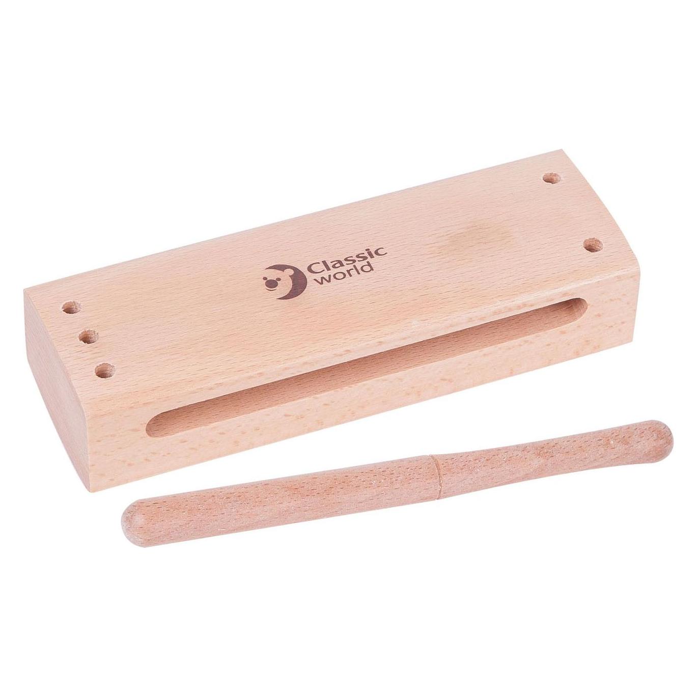 Classic World Holzblocktrommel mit Schlägel (Perkussionsinstrument) (40511)