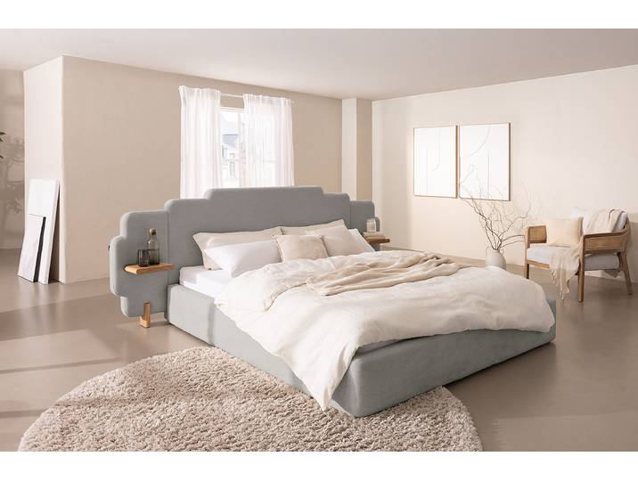 Polsterbett design 140 x 200cm Chenille Roselia Grau/Hellgrau 1 Bettkasten