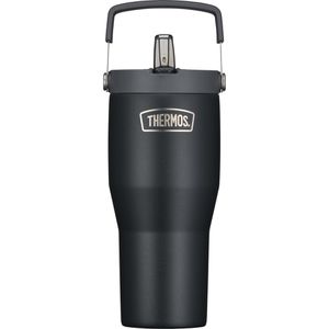 Thermos Thermobecher RS Flip Straw black mat, schwarz, hält 6 h warm und kalt, Edelstahl doppelwandig, 850 ml