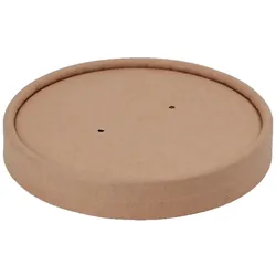 VEPATIM 25x Deckel für Suppenbehälter Suppenbecher aus Kraftpapier braun 400ml FSCR