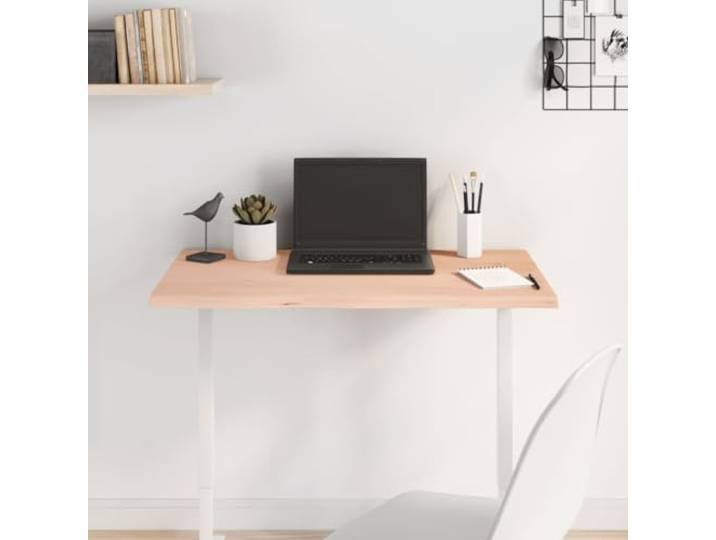 HEFZGDB Massivholz Tischplatte Eiche Unbehandelt 80x50x2 cm mit Naturkante für Tischgestell Ersatzplatte DIY Tischplatte aus massivem Eichenholz unbehandelte Oberfläche zum Streichen