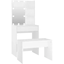 vidaXL Schminktisch-Set mit LED Weiß Holzwerkstoff