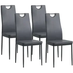 Albatros Esszimmerstühle SALERNO 4er Set, Grau - Edles Italienisches Design, Polsterstuhl Kunstleder-Bezug, Modern und Stilvoll am Esstisch
