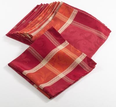 Saro Lifestyle Pumpion Collection Plaid Design Dinner Napkins (Set of 12) - 20 X 20