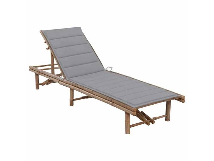 NEW Gris Transat COCO - CHIC - Chaise longue de jardin avec coussin Bambou Siège d'extérieur &31809