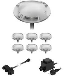 ledscom.de LED Boden-Aufbau-Leuchte Bunda, 4-flammig, für außen, befahrbar, kalt-weiß, 7er Set