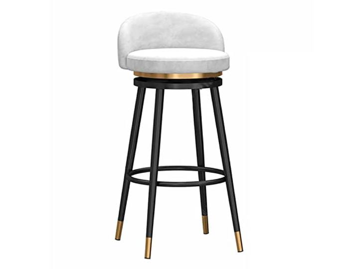 EYUIOPLM 360° drehbarer Barhocker mit Thekenhöhe, Samt-Metall-Küchen-Barstühle(Black White,75cm)
