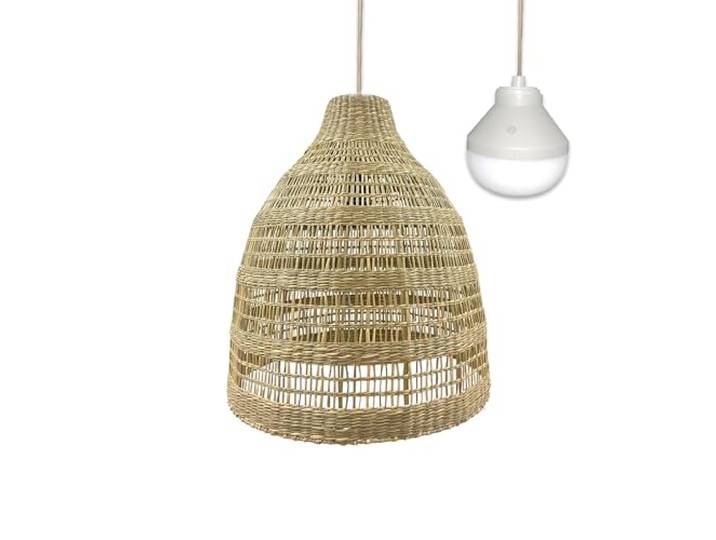 Lumisky Suspension FREYA LONG NOMAD en herbe marine naturelle style bohème avec ampoule LED blanc/RGB nomade nomade