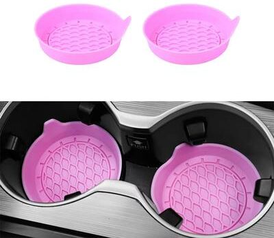 Inspired Finds Universal Silicone Car Cup Holder Coasters Non Slip Interior Pads (2 4pcs) pink 2pcs