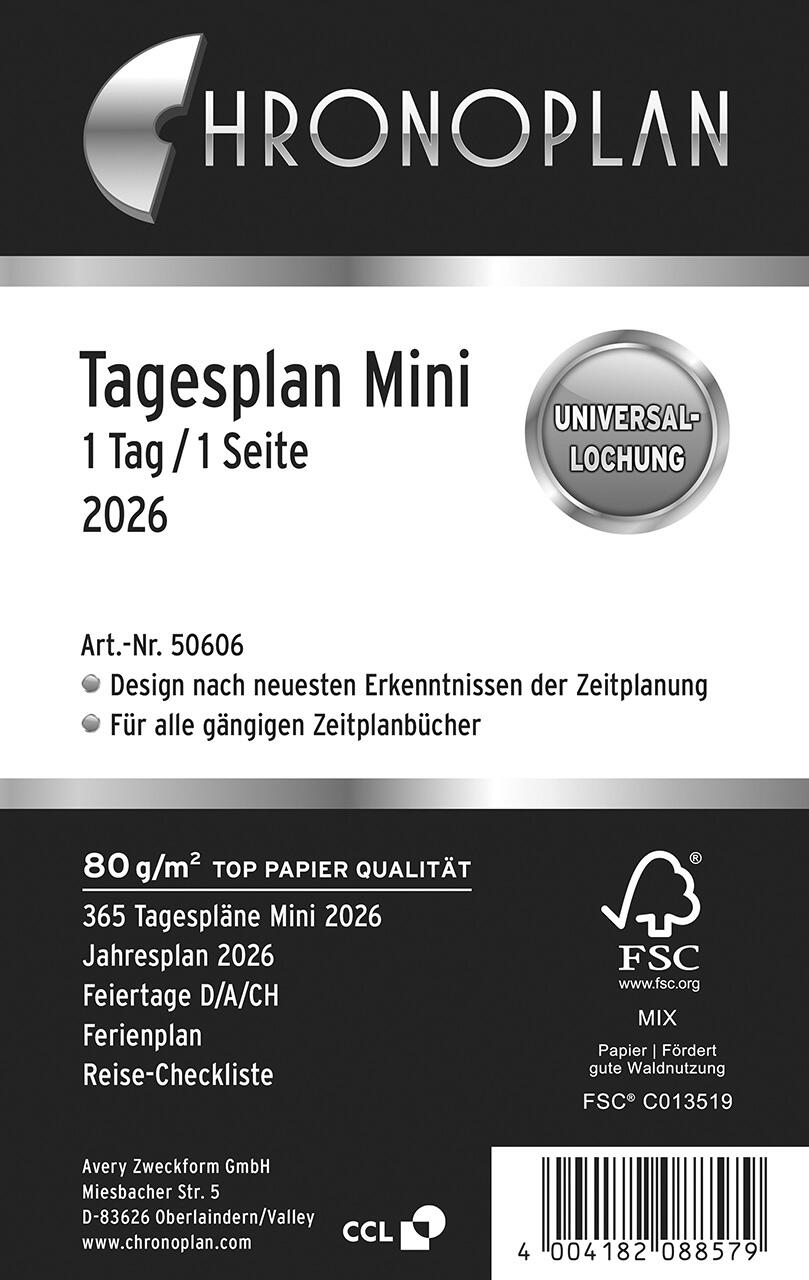 CHRONOPLAN Kalendereinlage Tagesplan Mini 2026 50606