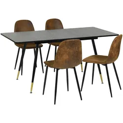 ESSTISCH SET mit ausziehbarem Tisch und 4 bequemen Stühlen