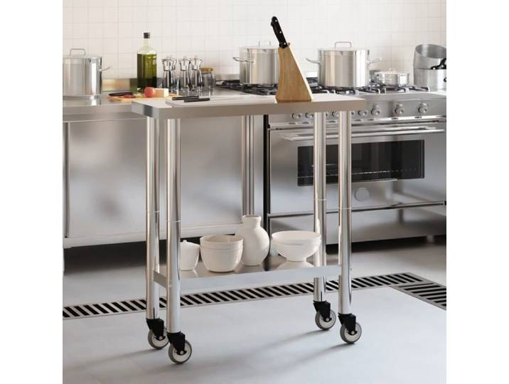 En Promotion Table de travail de cuisine - RUIG-NEUF - PLAN DE TRAVAIL - Pour Hôtels - avec roues 82 5x30x85cm inox 8814277