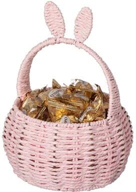 Wickerwise Hand-Woven Easter Bunny Ear Basket with Handle Multi-Purpose for Easter, Picnics, Flower Arrangements, and Home Decor