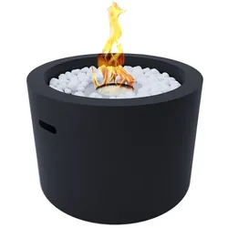 Divina Fire RODI Schwarzer runder Bioethanol-Kamin für den Innen- und Außenbereich, Durchmesser 47,5 cm