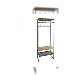 KAWOLA Garderobe FLINT Akazie Metall schwarz 1 Ablage
