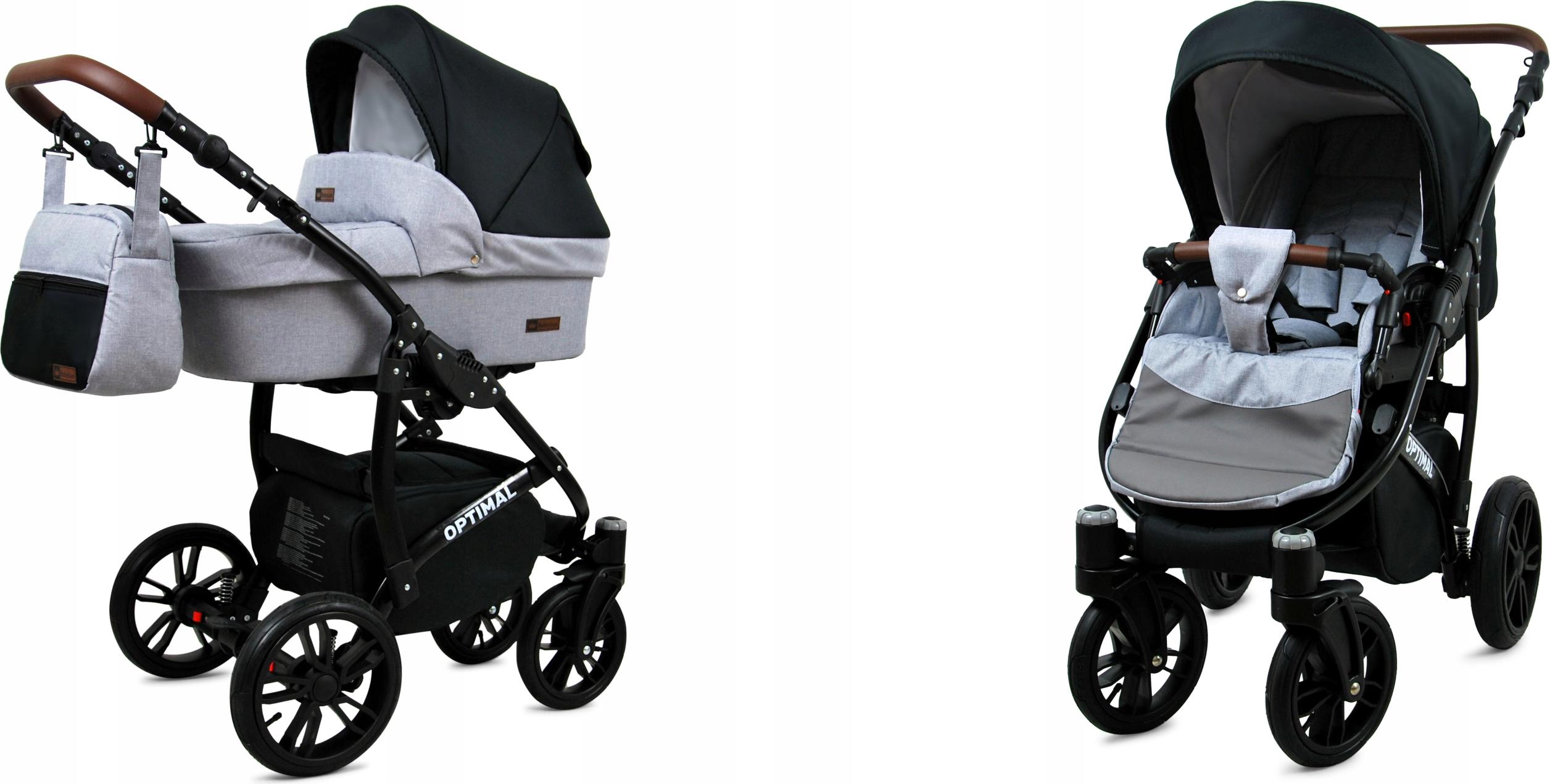 BabyLux Optimal | 2in1 Kinderwagen Set | Silver Flex Black | Kombikinderwagen | Kinderwagenset