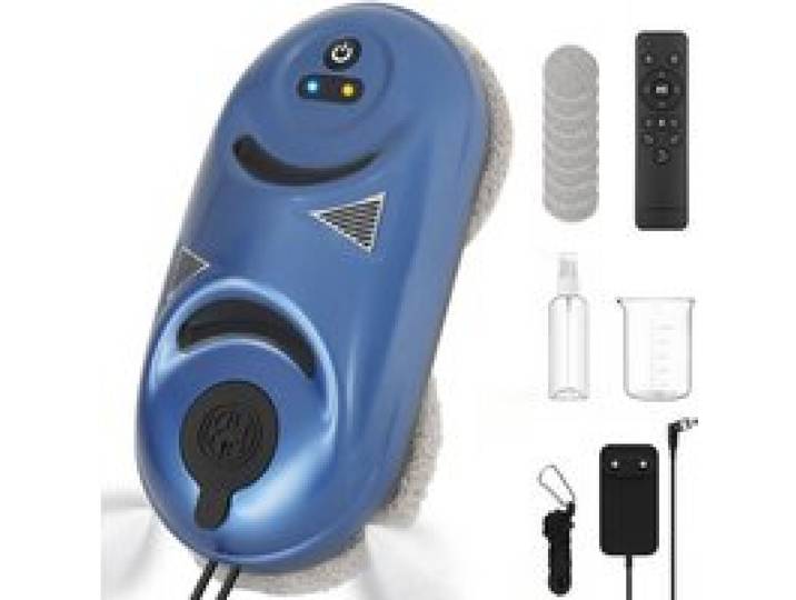 Robot Laveur de Vitre 5600Pa avec Double Pulvérisation Lave- Vitre Automatique avec Navigation Intelligente & 10 Chiffons
