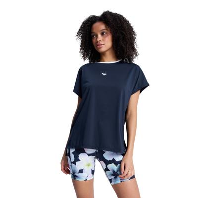 T-Shirt ROXY "Move Free 2", Damen, Gr. S, blau (anthrazit), Obermaterial: 80% Polyester, 20% Elasthan., Shirts T-Shirt