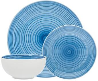 Godinger Spiral Blue Porcelain 12 Piece Dinnerware Set, Service For 4