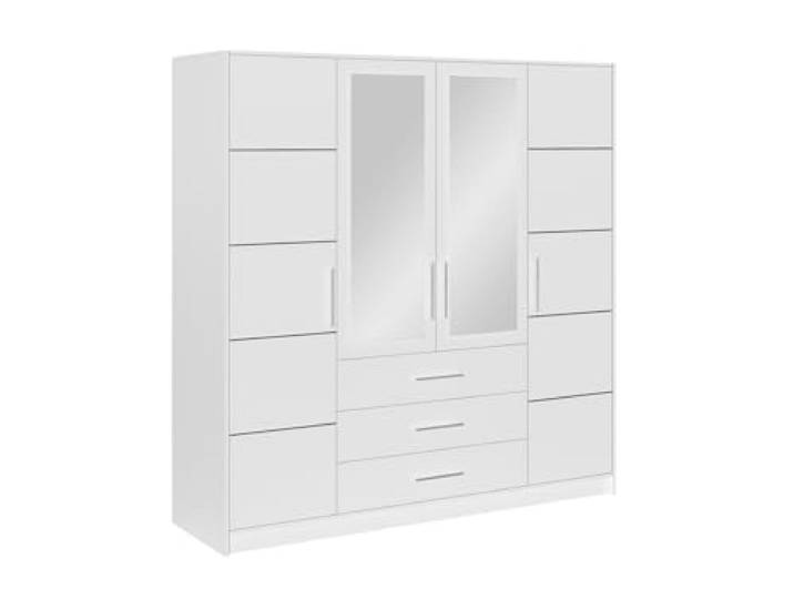 AGMAT-FURNITURE Drehtürenschrank Nancy D4, 4 Türen Kleiderschrank mit Spiegel, Moderne Garderobe, Schrank Größe: 196 x 200 x 58 cm