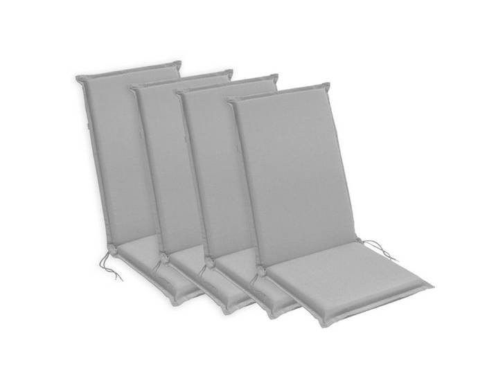 sleepling Lot de 4 coussins chaise jardin haut dossier 120 x 50 x 6 cm microfibre mousse confort gris argent lavable 30 °C