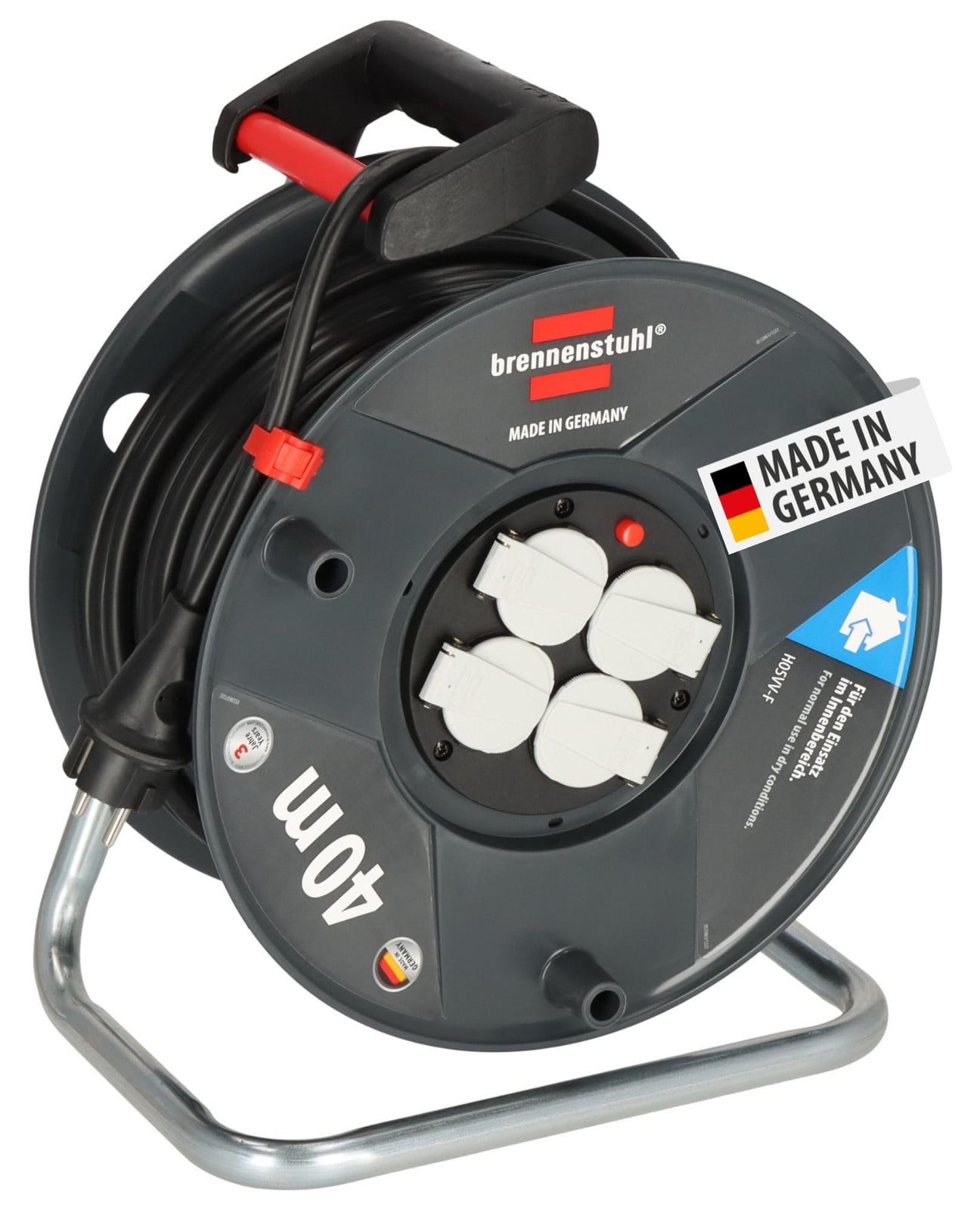Brennenstuhl Garant V2 haspel met 40 meter kabel, zwart
