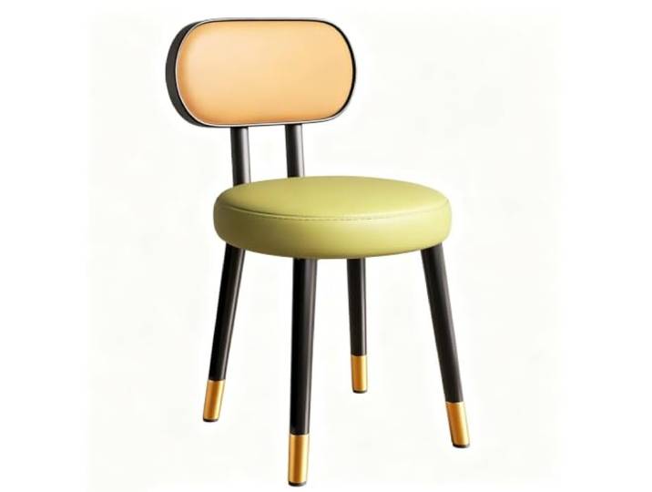 Moderner Esszimmerstuhl, Runder Schminkhocker, Mehrzweck-Akzentstuhl Bequemer Schminkstuhl Mit Rückenlehne, Beinen Aus Kohlenstoffstahl, For Schminktisch(Orange+Green)