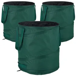 Relaxdays 3er Set Laubsack Selbstaufstellend 85L Grün,Schwarz