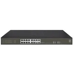 LevelOne Switch 16x GE GES-2118P 2xGSFP 16xPoE+ (18 Ports), Netzwerk Switch, Schwarz