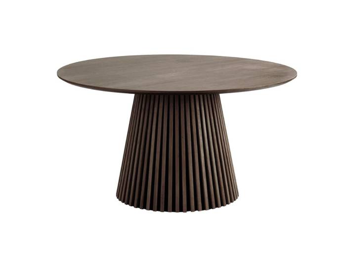 Table repas ronde ø140cm pied central relief mdf placage chêne fumé