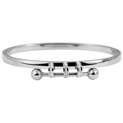 Armreif ADELIA´S "Armband – Armreif aus Edelstahl mit Strass Steinchen Ø 5,8 cm cm", silber, Armbänder, Damen, 5,8cm, Edelstahl, Armreif, Perfekt als Geschenk zum Jubiläum