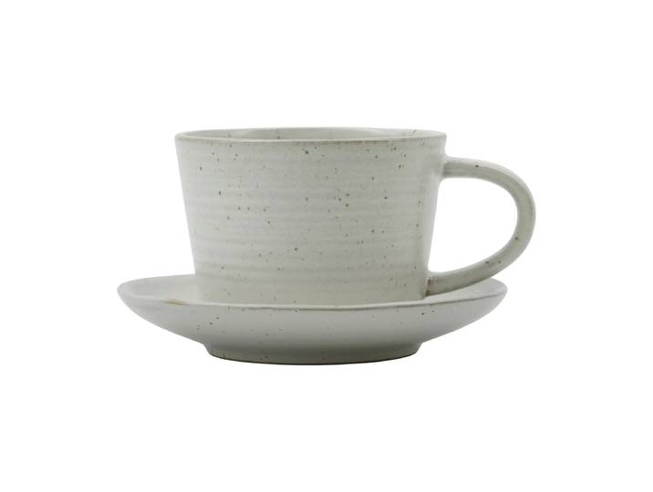 House Doctor - Pion Tasse mit Untersetzer, grau / weiss