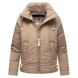 NAVAHOO Damen Winter Jacke Recyceltes Kurz Winterjacke gefütterter Steh Kragen Luftzauber