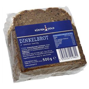 Küstengold Brot Dinkelbrot, vegan & laktosefrei, geschnitten, 500 g
