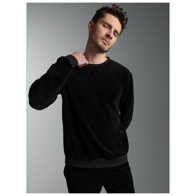 Sweatshirt TRIGEMA "TRIGEMA Nicki-Shirt", Herren, Gr. L, schwarz, Nicki, 80% Baumwolle, 20% Polyester, lang, Rundhals, Sweatshirts Sweatshirt