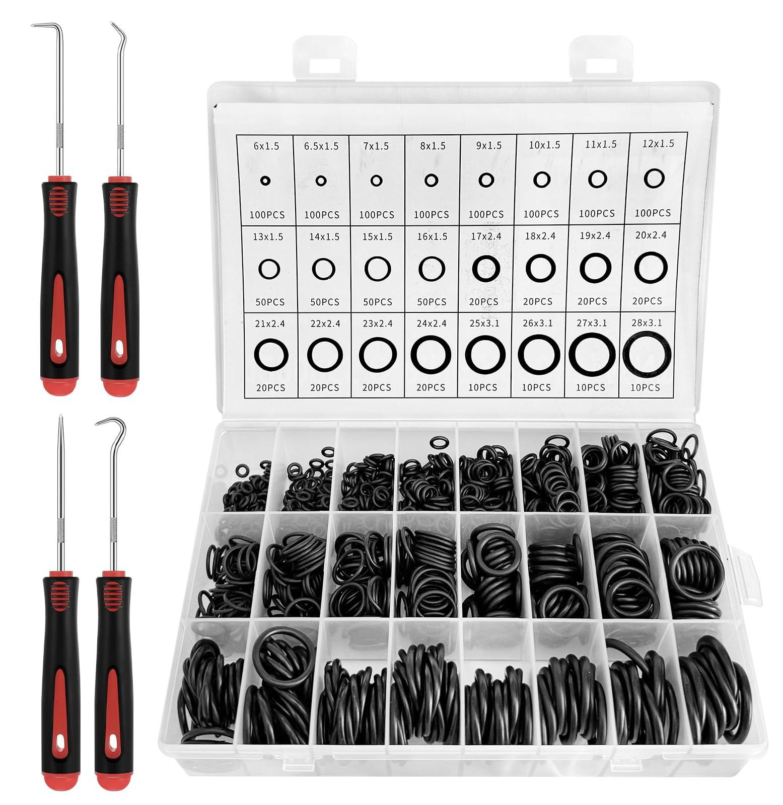 Selius O-ringen assortiment kit met 1200 stuks en 24 maten voor hogedrukreinigers en sanitair