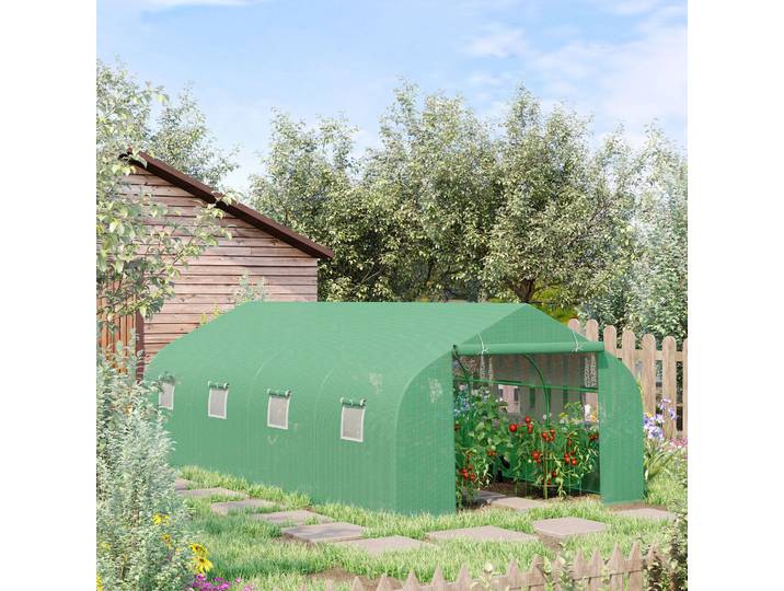 Outsunny Serre de jardin tunnel tente bâche 6x3x2m grande taille