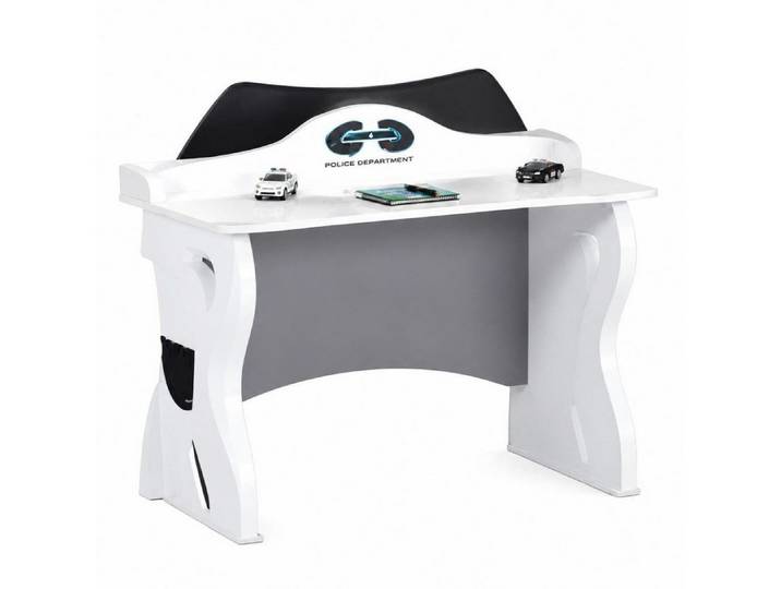 JVmoebel Kindertisch Schreibtisch Weiß Silber Police Design Jugendzimmer Modern Lerntisch, Made in Europa