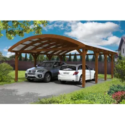 Skan Holz Franken Bogendach Doppelcarport Gr.2 635x755cm nussbaum Holzcarport