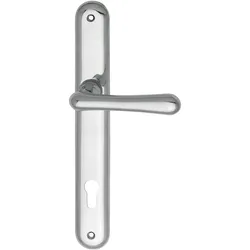 Grundmann, Türgriff + Türgarnitur, Türbeschlag Elegant WG 500 auf Schild PZ 88 Aluminium poliert (Türgarnitur)