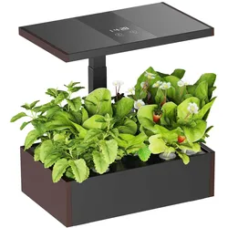 Wiltec, Gewächshaus, Indoor Gartensystem braun Kräutergarten Mini Garten für drinnen LED