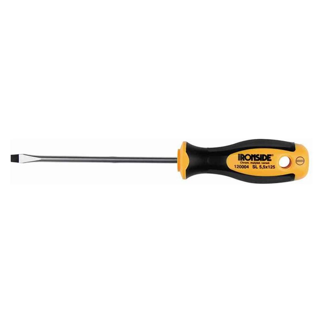 Ironside 120005 Werkstattschraubendreher FL.5,0x1502-Komponenten-Griff Chrom-Vanadium-Stahl (Schlitz) (120005)