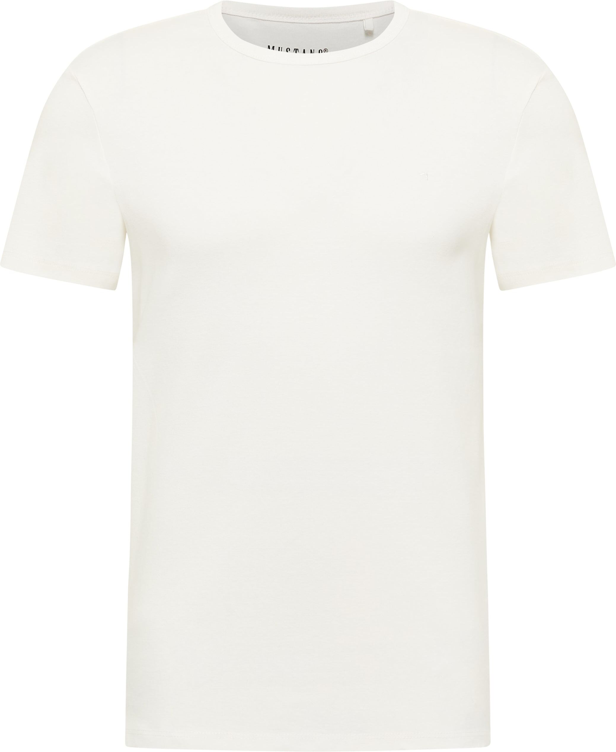 Kurzarmshirt MUSTANG "Herren Style Allen", Herren, Gr. M, weiss (sanftes weiß), Strick, 100% Baumwolle, Rundhals, Shirts Kurzarmshirt sanftes weiß M