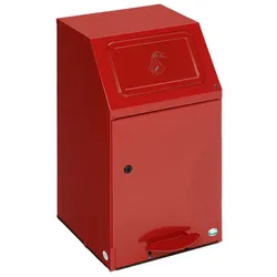 PROREGAL Selbstlöschender Putzwollkasten mit Pedal | HxBxT 76x40,5x47,5cm | Stahl | Rot | Mülleimer Müllbehälter