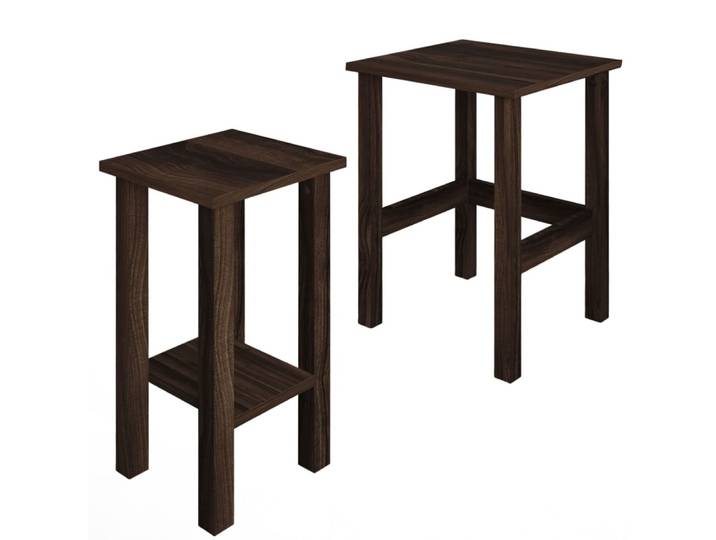 Lot de 2 tables gigognes effet bois marron